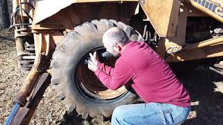 Showing How Easy it is to Change a Backhoe Tire Tube