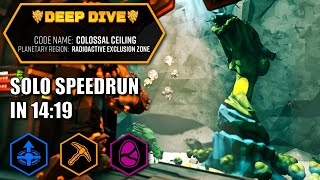 Colossal Ceiling Deep Dive SOLO Scout Speedrun 14:19 | Deep Rock Galactic
