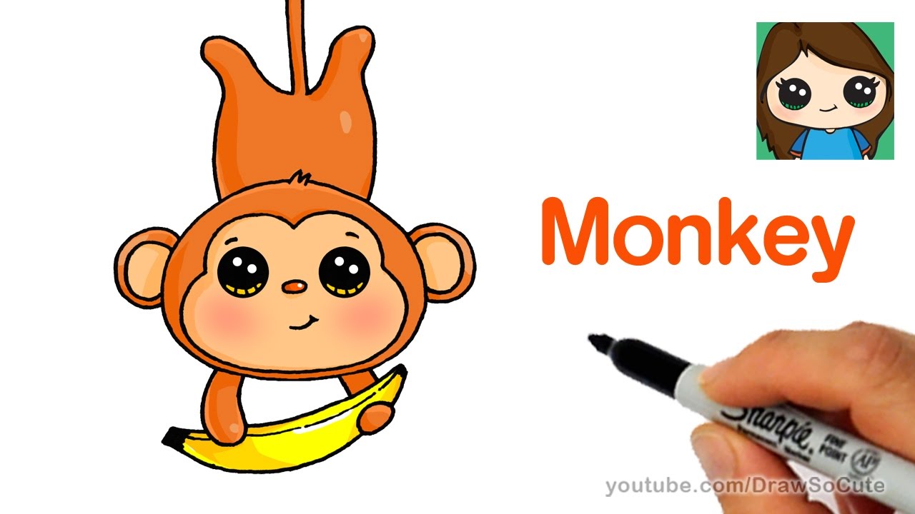 How To Draw A Cartoon Monkey Easy Youtube