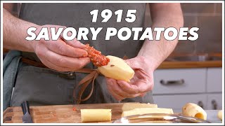 1915 Savoury Potatoes  Sausage Stuffed Potatoes  Old Cookbook Show