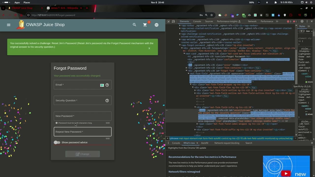 Reset Jim's Password - Broken Authentication | OWASP Juice Shop Solution