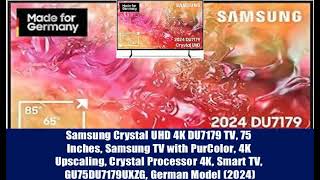 Samsung Crystal UHD 4K DU7179 TV, 75 Inches, Samsung TV with PurColor, 4K Upscaling, Crystal