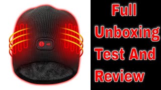 Windproof Heated Hat with Rechargeable Battery,7.4V Men Women Winter Warm Heat Cap