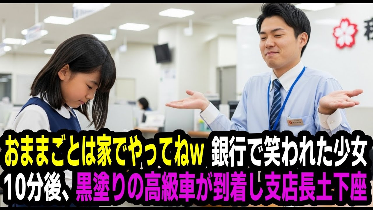 「おままごとは家でやってねｗ」銀行員に笑われた小学生 10分後、黒塗りの車が到着し支店長が土下座