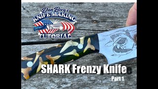 Crafting a Shark Frenzy Theme Chef Knife tutorial | Part 1 | Berg Knife Making