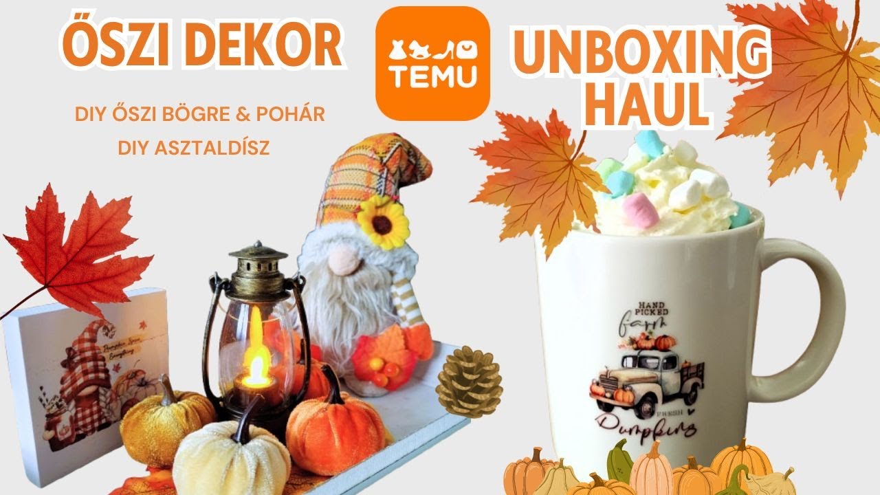 Őszi lakásdekorációs termékek a TEMU-ról - DIY asztaldísz és őszi bögre házilag #temuhaul2024