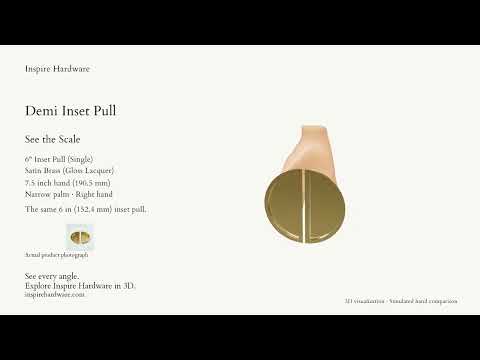 Video preview: Demi Inset Pull, Pair, Satin Brass (Gloss Lacquer) / 6" (pair)