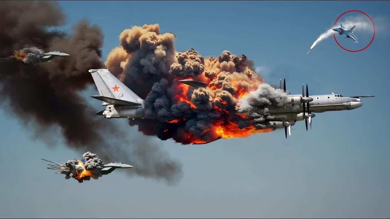 Напряженный момент! Украинский пилот истребителя F-16 сбил пять российских бомбардировщиков Ту-95.