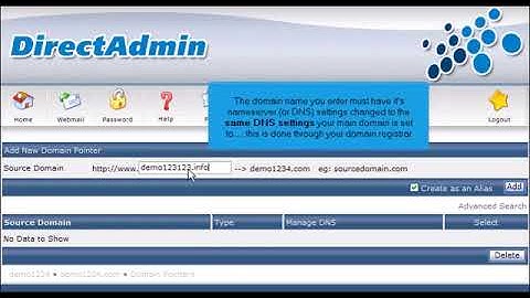 16) How to create a Domain Pointer in Direct Admin