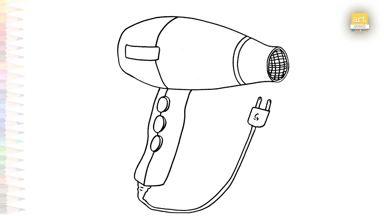 Hair dryer drawing easy | Outline sketching | How to draw Hair dryer step by step simply 