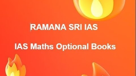 UPSC Maths Optional Books | RAMANA SRI IAS
