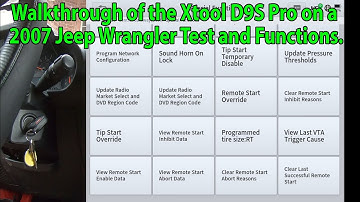 Walkthrough van de Xtool D9S Pro op een Wrangler uit 2007. Hierbij worden de actieve test en spec...