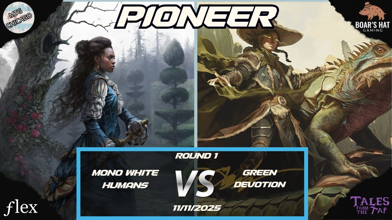 Моно-белые люди против моно-зелёной преданности [MTG Pioneer Round 1]