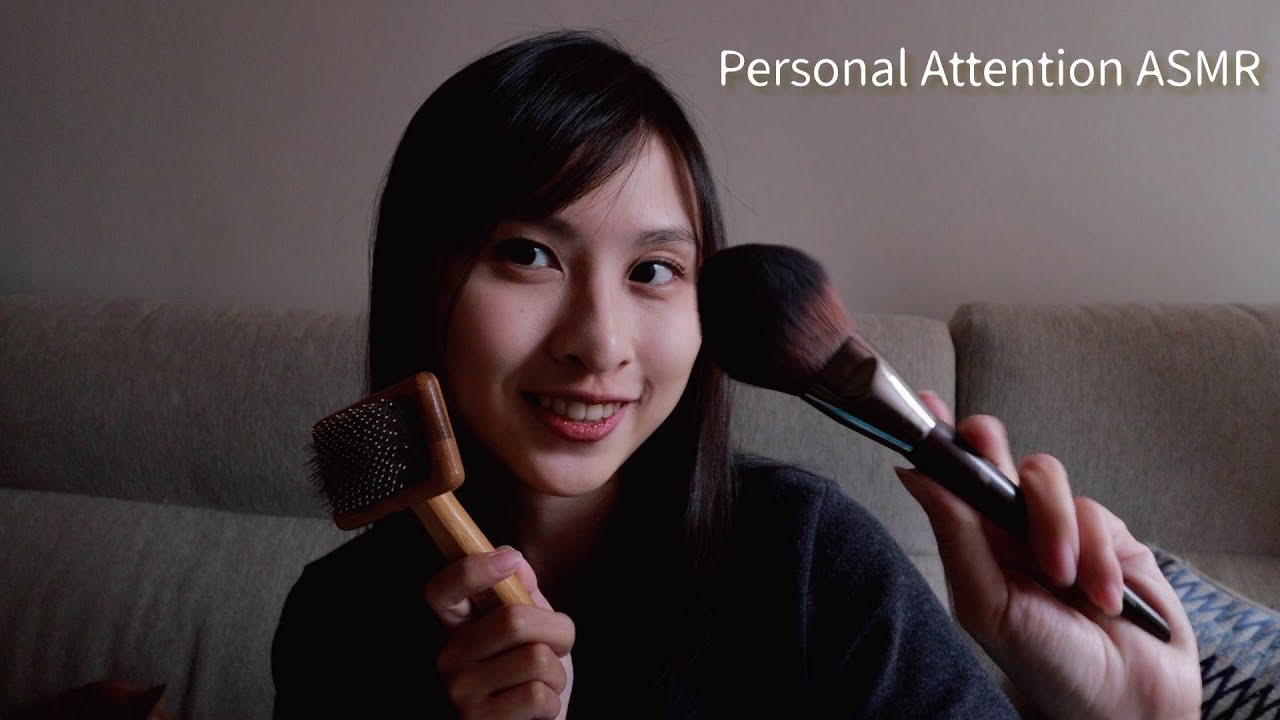 【ASMR】 Personal Attention ASMR(刷子輕輕碰臉、綁頭髮、數數)
