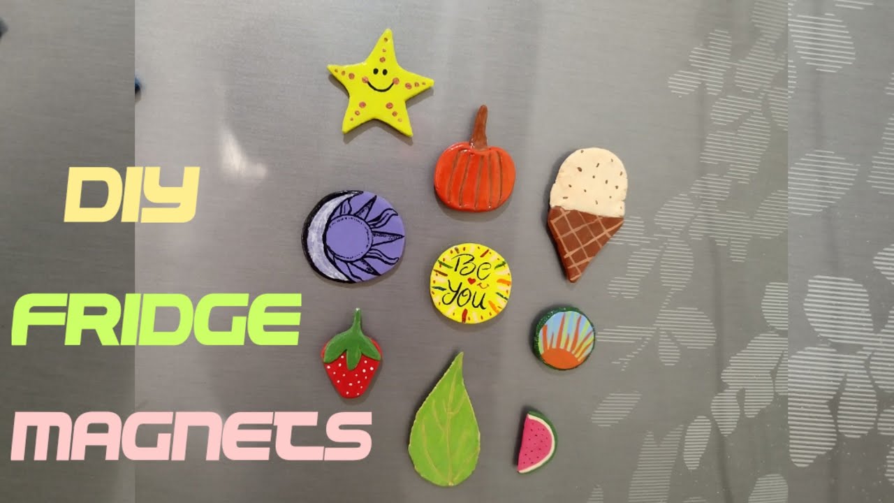 DIY Fridge Magnets // Home Decor // Air Dry Clay Craft // Fevicryl ...
