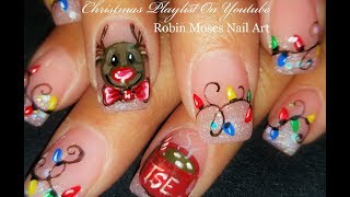 Xmas Nails! Reindeer, Hot Chocolate and Christmas Lights Nail Art Design Subscribe to my channel here: http://bit.ly/1UDLr1B Get My Nail Art brushes worldwide on Shopify at https://robinmosesnailart.com/ (