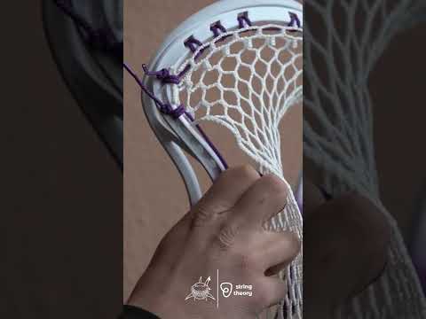 Tutorial: How to string a knotted special interlock (KSI)  on a lacrosse head! #shorts #lacrosse