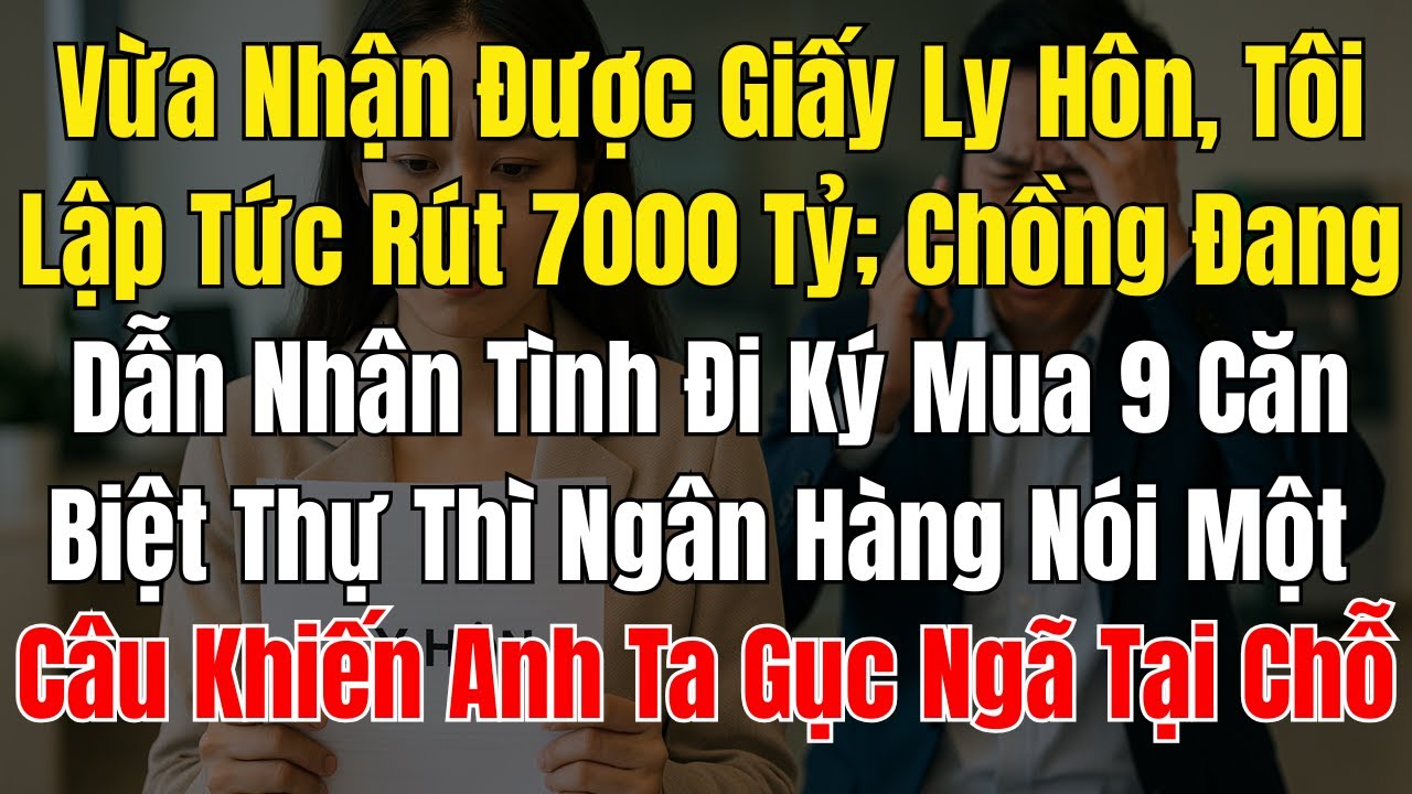 Vừa Nhận Được Giấy Ly Hôn, Tôi Lập Tức Rút 7000 Tỷ; Chồng Đang Dẫn Nhân Tình Đi Ký Mua 9 Căn Biệt