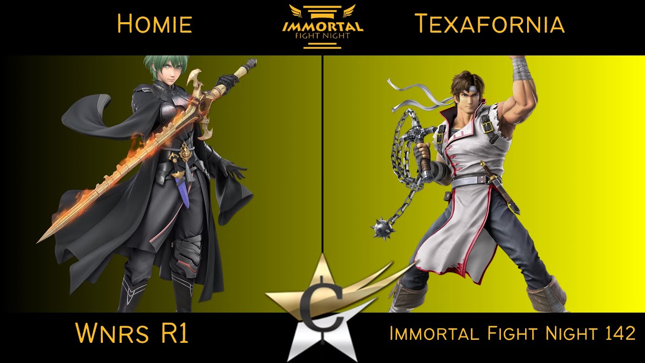 Immortal Fight Night 142 Wnrs R1 - Homie (Byleth) vs Texafornia (Richter) - SSBU