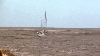 Yacht crossing Iluka Bar
