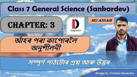 আঁহৰ পৰা কাপোৰলৈ অনুশীলনী । Chapter 3 | Class 7 General Science Question Answer | Sankardev School |