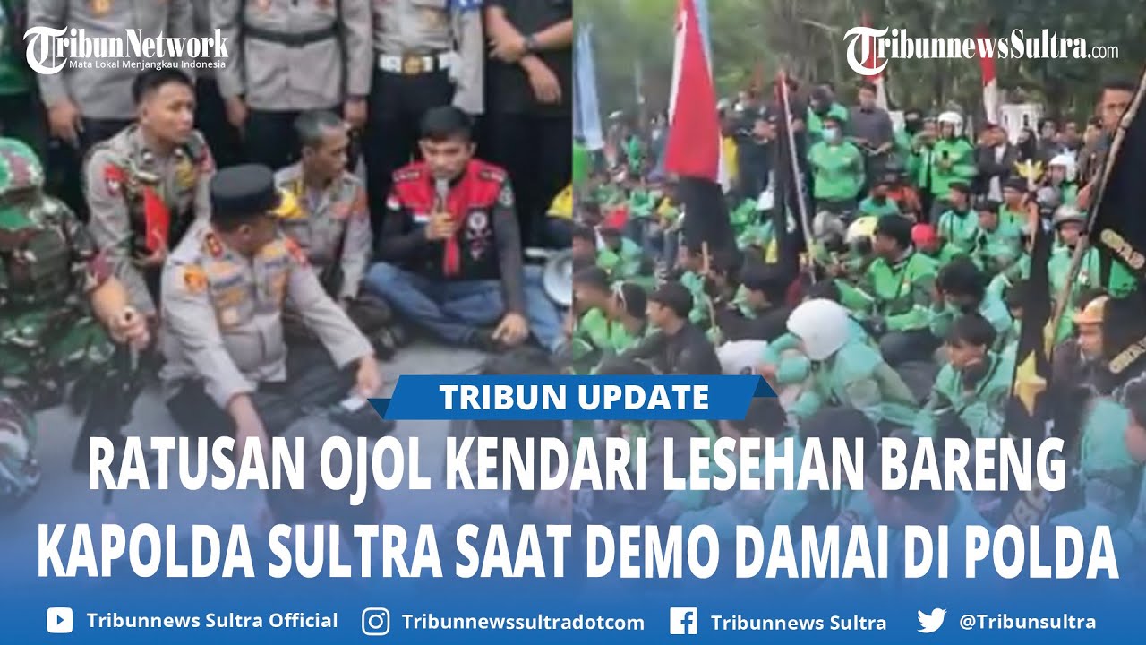 Demo Polda Sulawesi Tenggara, Driver Ojol Kendari Lesehan Bareng Kapolda Sultra, Danrem, Ketua DPRD