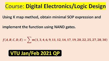 Using K map method, obtain minimal SOP expression and implement the function using NAND gates.