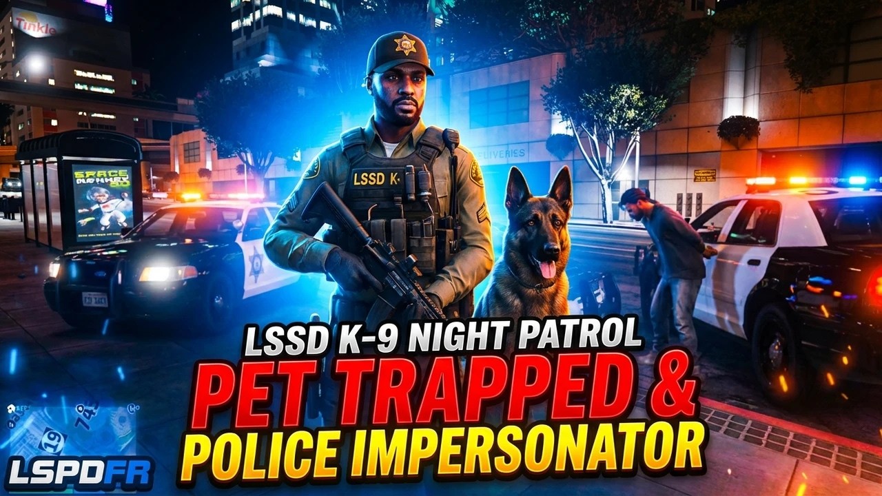 LSSD K-9 Night Patrol | Person With Weapon | Pet Trapped | Police Impersonator | LSPDFR | GTAV