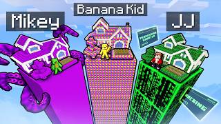JJ vs Mikey vs Banana Kid: SECRET CHUNK BATTLE in Minecraft!