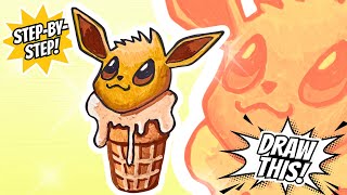 How to Draw an Eevee Ice Cream Cone | Fun & Easy Pokémon Posca Marker Tutorial