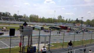 Burt Myers supermodified crash, Ace spdwy 4-15-11