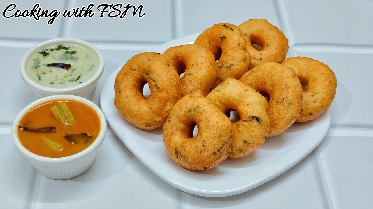 Crispy Medu Vada Recipe with Coconut Chutney & Sambar | Hotel Style South Indian Recipe