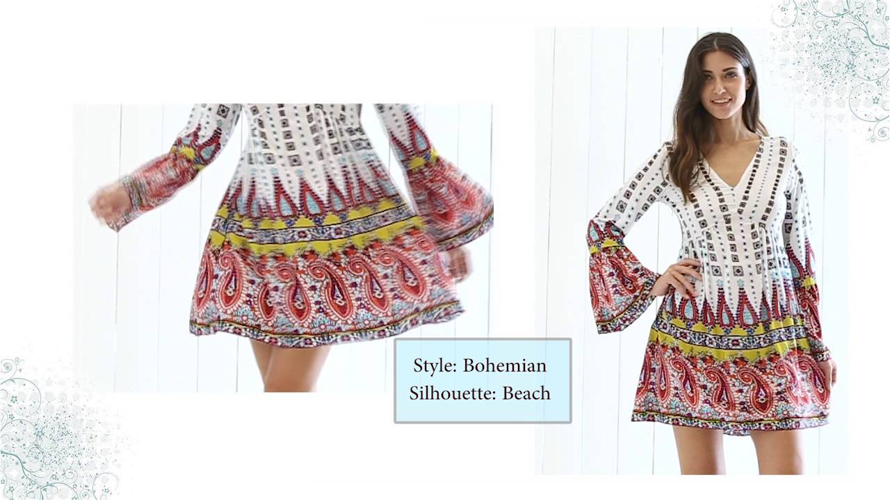 V collar  Bohemia matou Mini dress