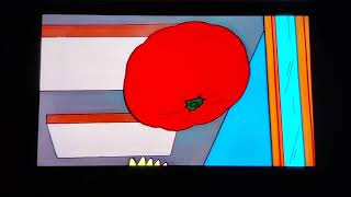 The Simpsons: Duffless Bart Simpson Throws A Tomato at Principal Skinner While Tying His Shoes