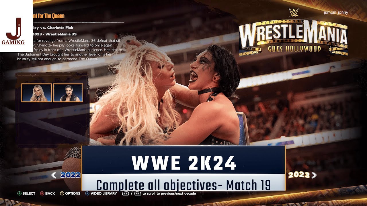 WWE 2K24 Showcase match 19 выполнить все цели Риа Рипли против Шарлотты Флэр Wrestlemania 39