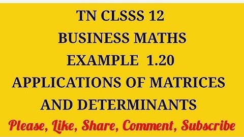 TN 12 Business maths chapter 1 applications of matrices and determinants example 1.20
