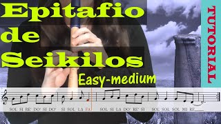 Video thumbnail of "Epitafio de Seikilos - Tutorial flauta con partitura | Karaoke instrumental"