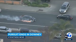 Chase ends in Downey as DUI suspect drives on shredded tire, sparks fly Resimi