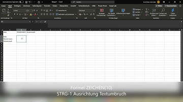 Excel Basics, Zeilenumbruch in Zelle, ALT-RETURN, ZEICHEN(10)