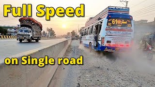 High speed Pakistani bus on single road star 61 group