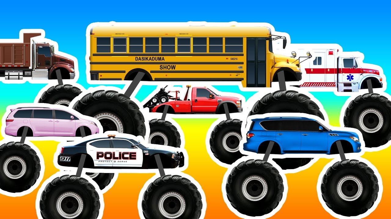 Monster trucks cartoon Learning street vehicles for kids Monster trucks cartoon Learning street vehicles for kids