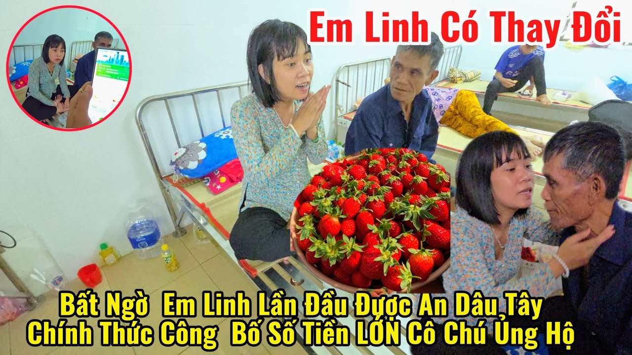 Bất ngờ em Linh lần đầu được  ăn dâu Tây và Chính Thức Công  Bố Số Tiền LỚN cô chú giúp hai cha con
