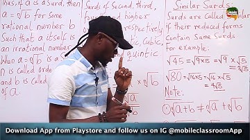 Further Mathematics - Surd Expression Part 1 - Mobile Classroom App Nigeria