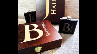 Custom Flask and Gift box. Great gift for your wedding party.