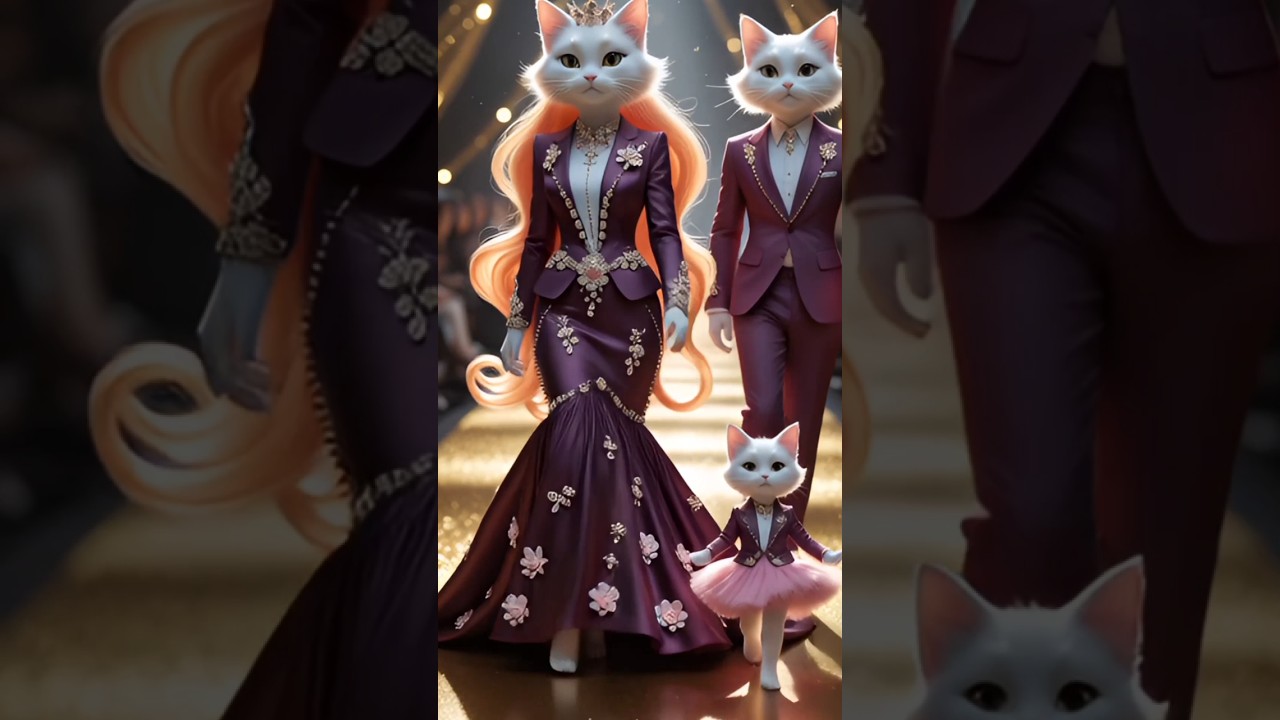 Cute Cat  Family on Fashion Show Wake😽 