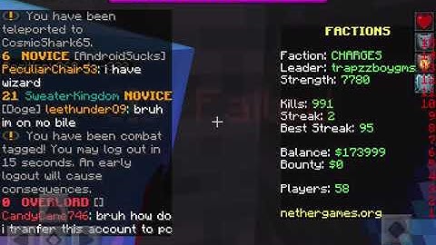 Cosmicshark Now teleport trapping at Nethergames factions