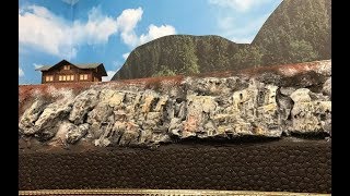 Modelleisenbahn Spur H0187-Teil 24 Feldsteinmauerfelsen Kolorieren