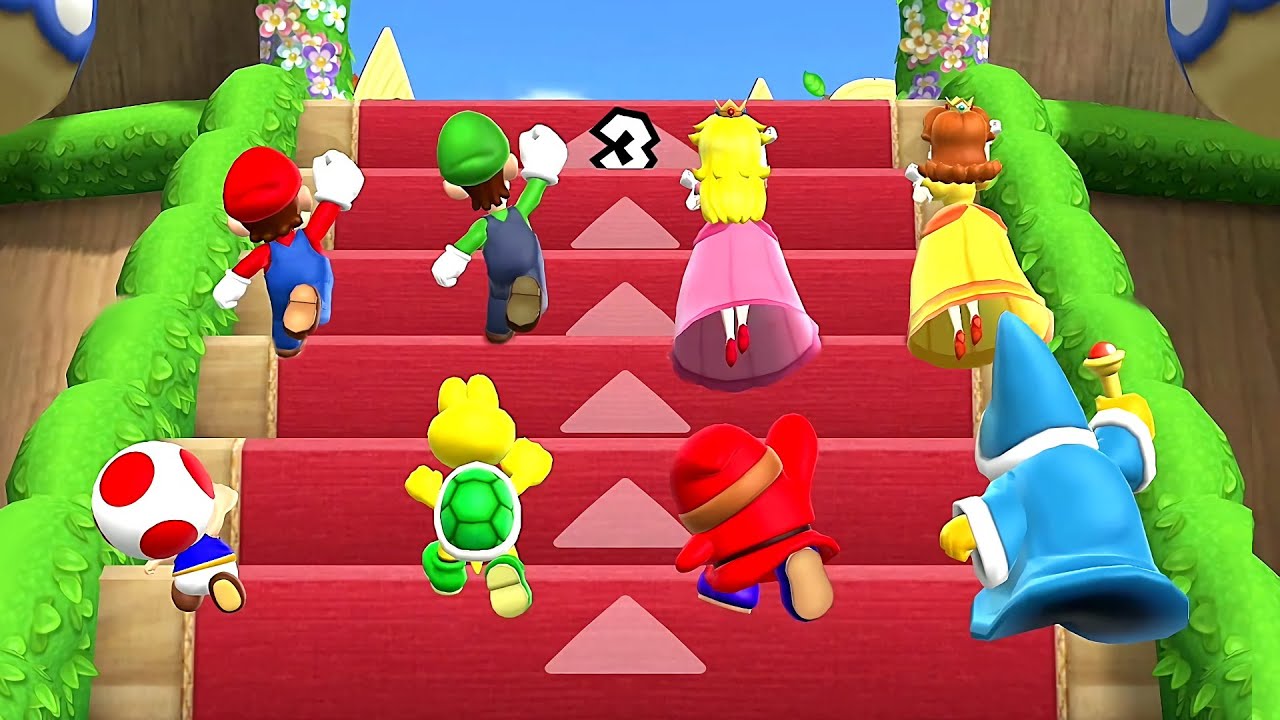 Mario Party 9 All Characters Climbing Steps and Victory Animations
