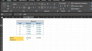 Mean, Variance and Standard Deviation of Stock Returns (Using Excel)