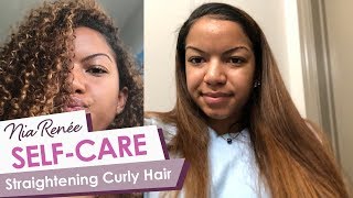 CURLY TO STRAIGHT TRANSFORMATION: How I Straighten My Curly Hair | Nia Renée